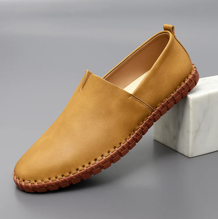 Men’s Leather Slip-On Loafers with Hand-Stitched Comfort Sole
