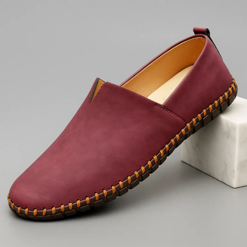 Men’s Leather Slip-On Loafers with Hand-Stitched Comfort Sole