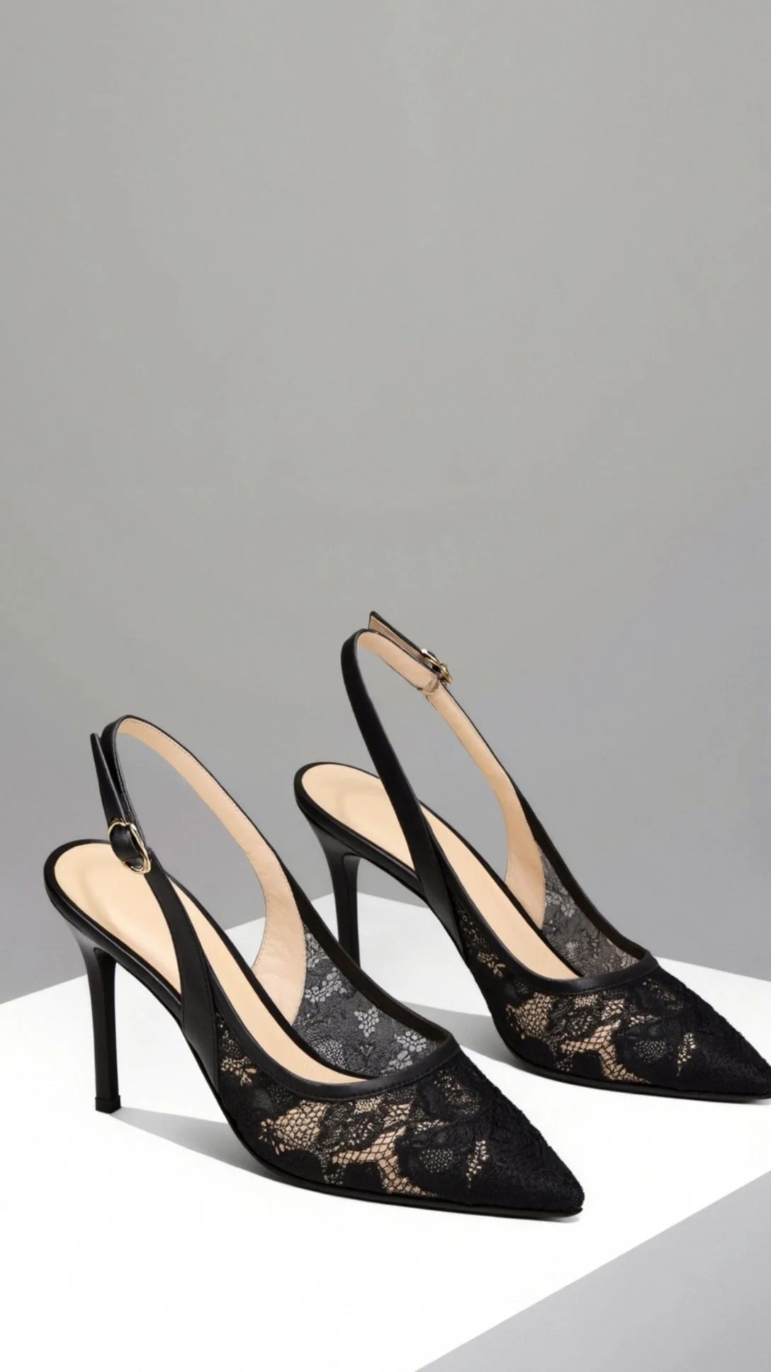 Women's Lace Slingback Pointed Toe Stilettos