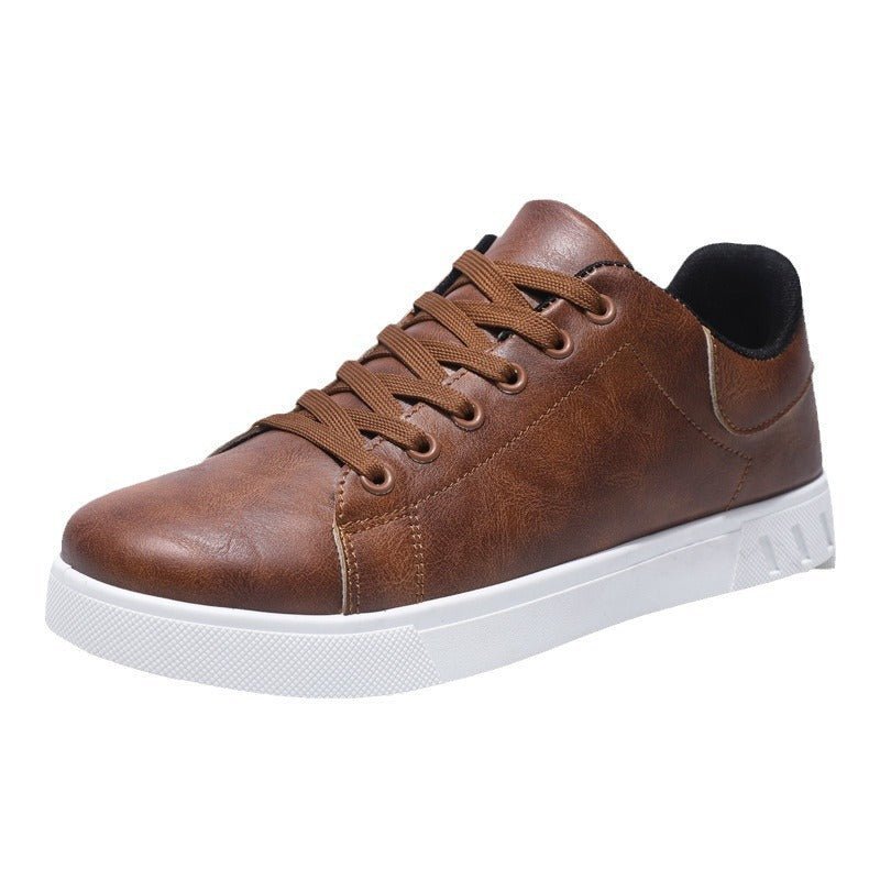 Men’s Low-Top Lace-Up Trainers with Rounded Toe and Flat Sole