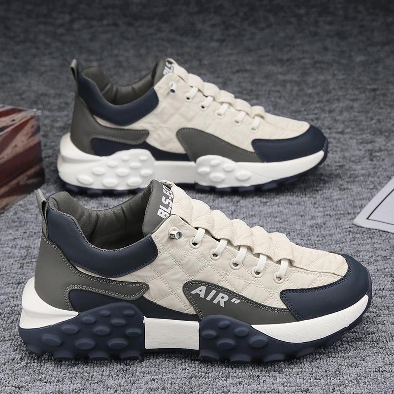 Men’s Lace-Up Platform Sneakers with Rounded Toe and Chunky Sole