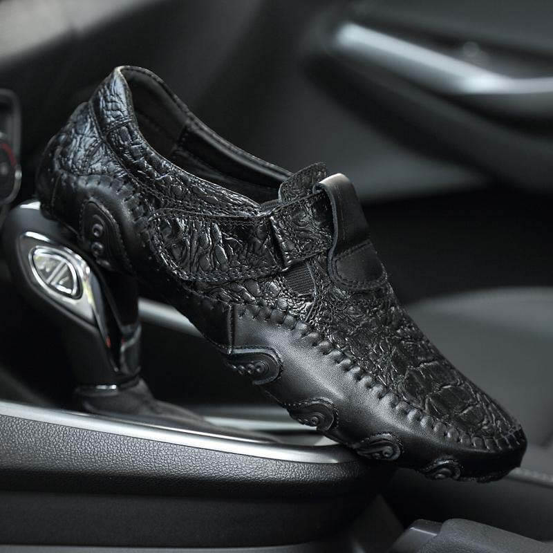 Men’s Textured Slip-On Casual Shoes with Stitch Detail