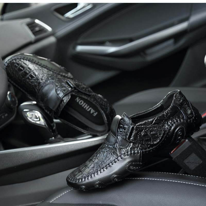 Men’s Textured Slip-On Casual Shoes with Stitch Detail