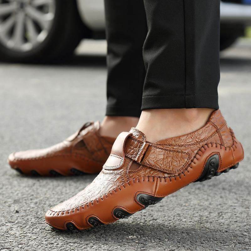 Men’s Textured Slip-On Casual Shoes with Stitch Detail