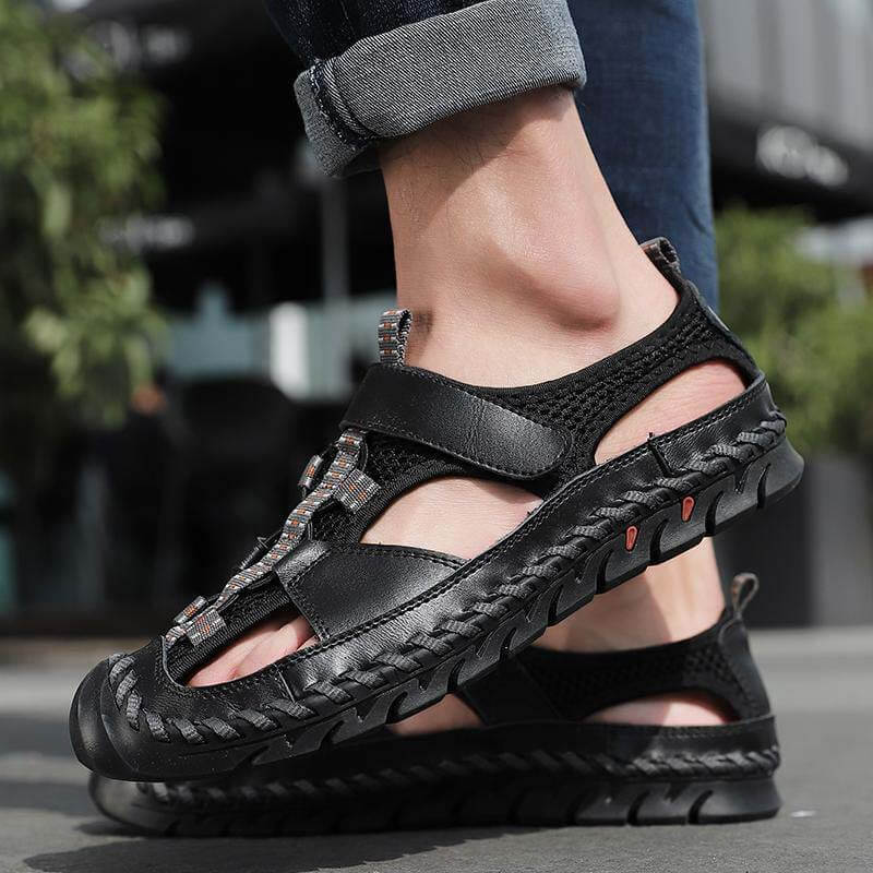 Men’s Closed Toe Outdoor Sandals with Hand-Stitched Detailing