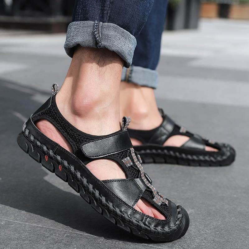 Men’s Closed Toe Outdoor Sandals with Hand-Stitched Detailing