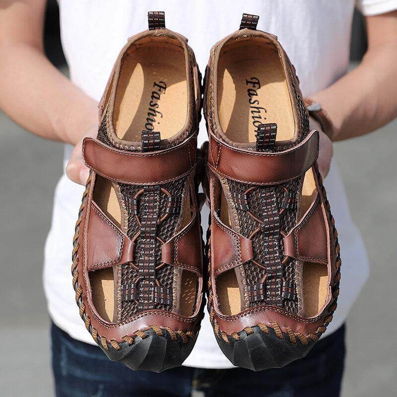 Men’s Closed Toe Outdoor Sandals with Hand-Stitched Detailing