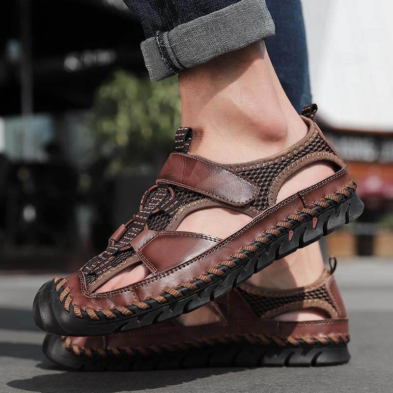 Men’s Closed Toe Outdoor Sandals with Hand-Stitched Detailing