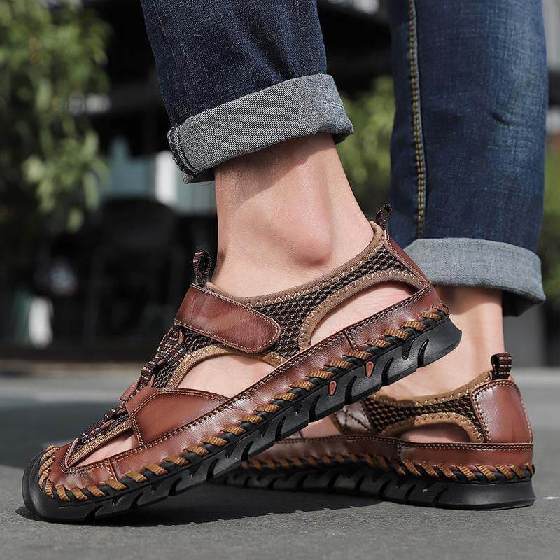 Men’s Closed Toe Outdoor Sandals with Hand-Stitched Detailing