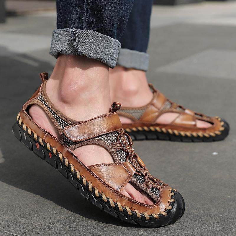 Men’s Closed Toe Outdoor Sandals with Hand-Stitched Detailing