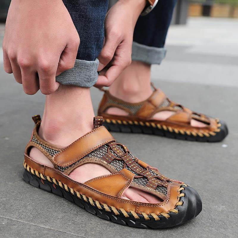Men’s Closed Toe Outdoor Sandals with Hand-Stitched Detailing