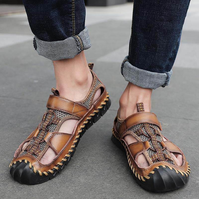 Men’s Closed Toe Outdoor Sandals with Hand-Stitched Detailing