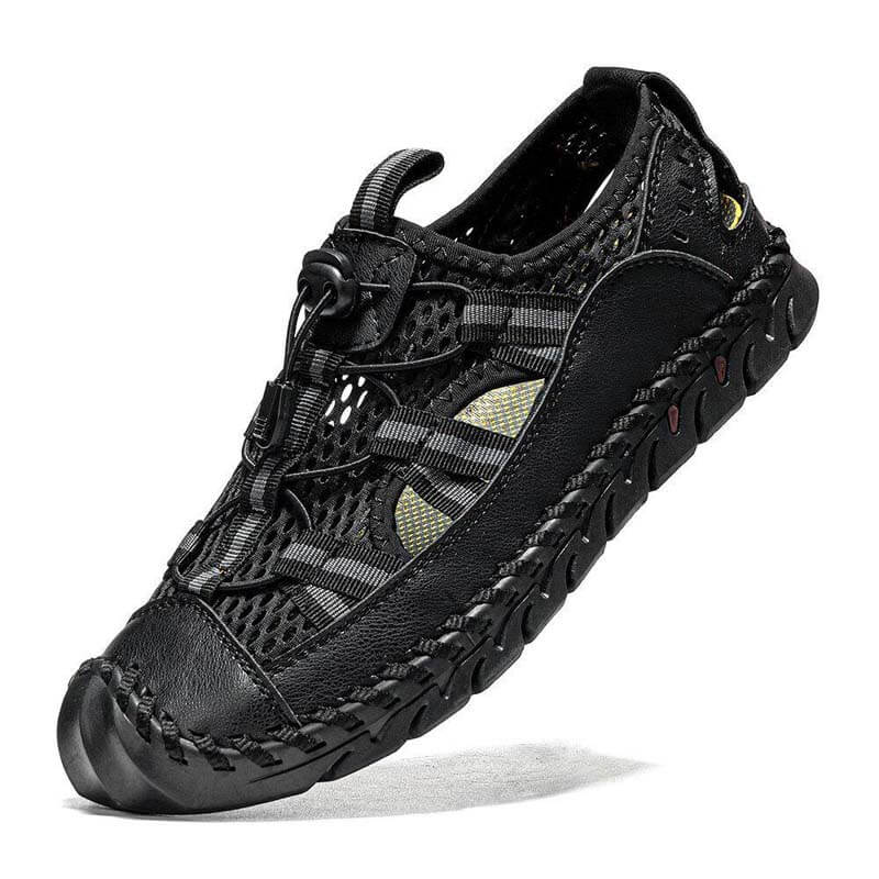 Men’s Closed Toe Mesh Outdoor Sandals with Elastic Lace System