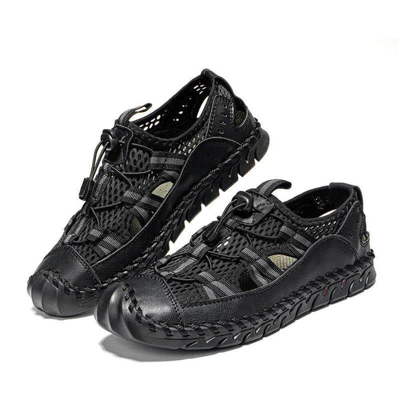 Men’s Closed Toe Mesh Outdoor Sandals with Elastic Lace System