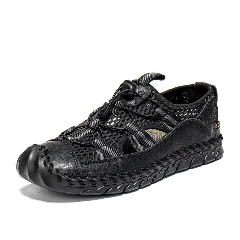 Men’s Closed Toe Mesh Outdoor Sandals with Elastic Lace System