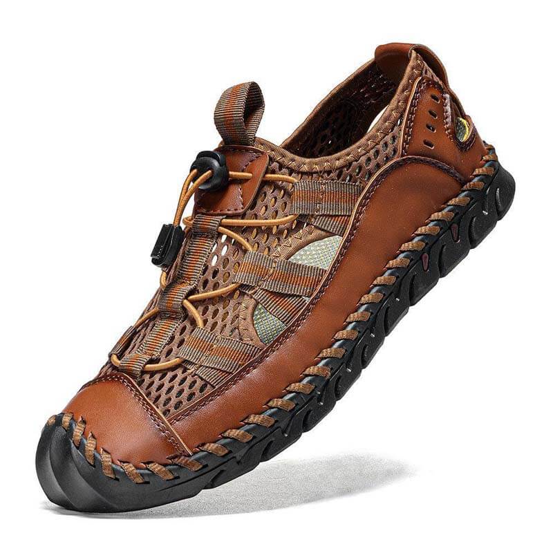 Men’s Closed Toe Mesh Outdoor Sandals with Elastic Lace System