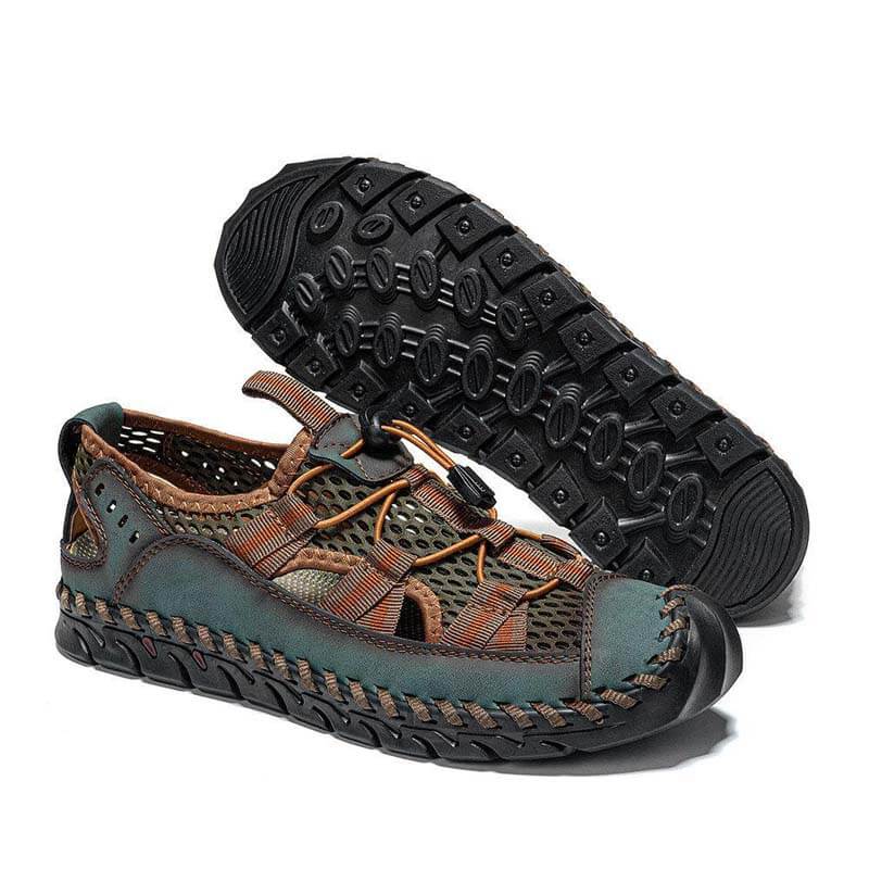 Men’s Closed Toe Mesh Outdoor Sandals with Elastic Lace System