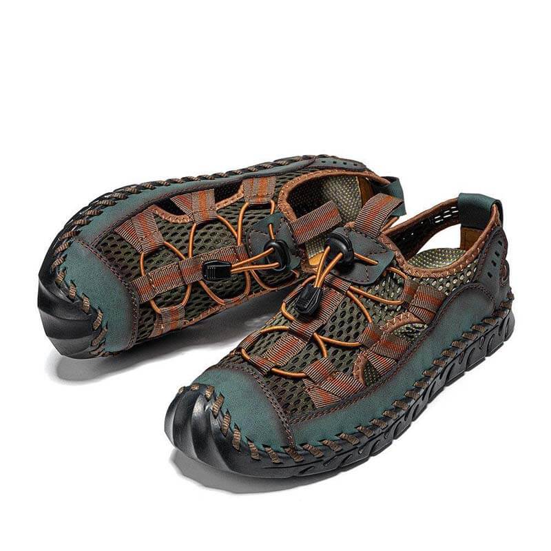 Men’s Closed Toe Mesh Outdoor Sandals with Elastic Lace System