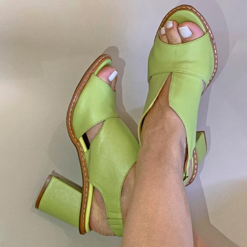 Women’s Open-Toe Slingback Sandals with Block Heel and Wide Upper