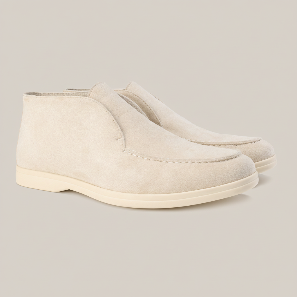 Men’s Minimal Suede Slip-On Loafers with Clean Sole - High Design