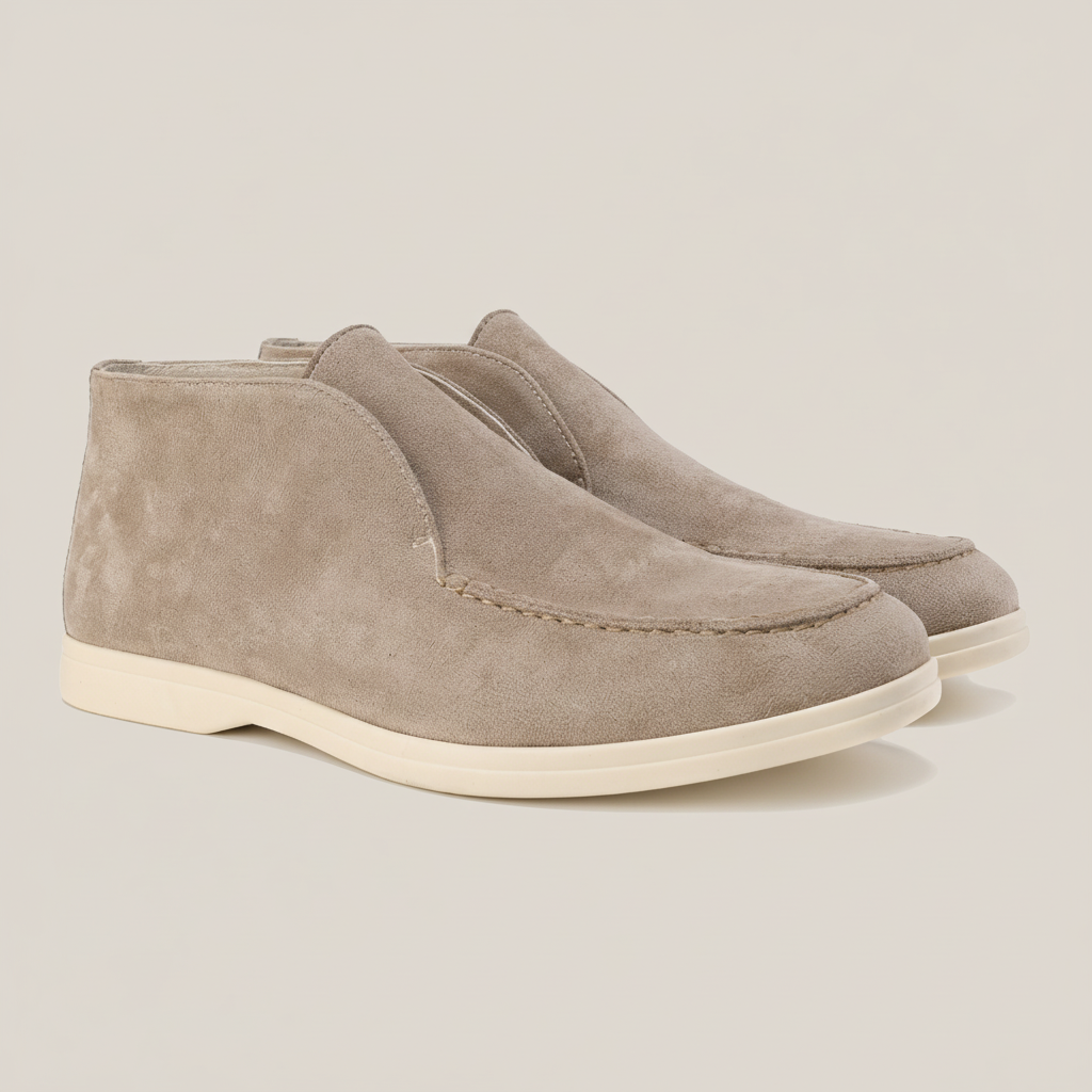 Men’s Minimal Suede Slip-On Loafers with Clean Sole - High Design