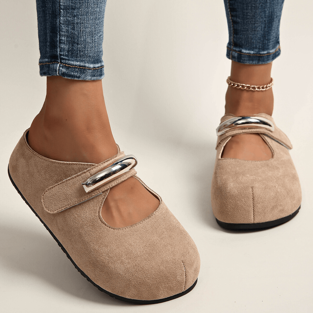 Women’s Mary Jane Clogs with Metallic Strap Accent