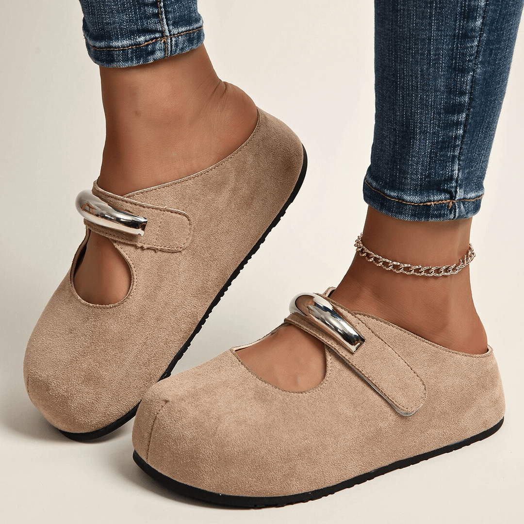 Women’s Mary Jane Clogs with Metallic Strap Accent