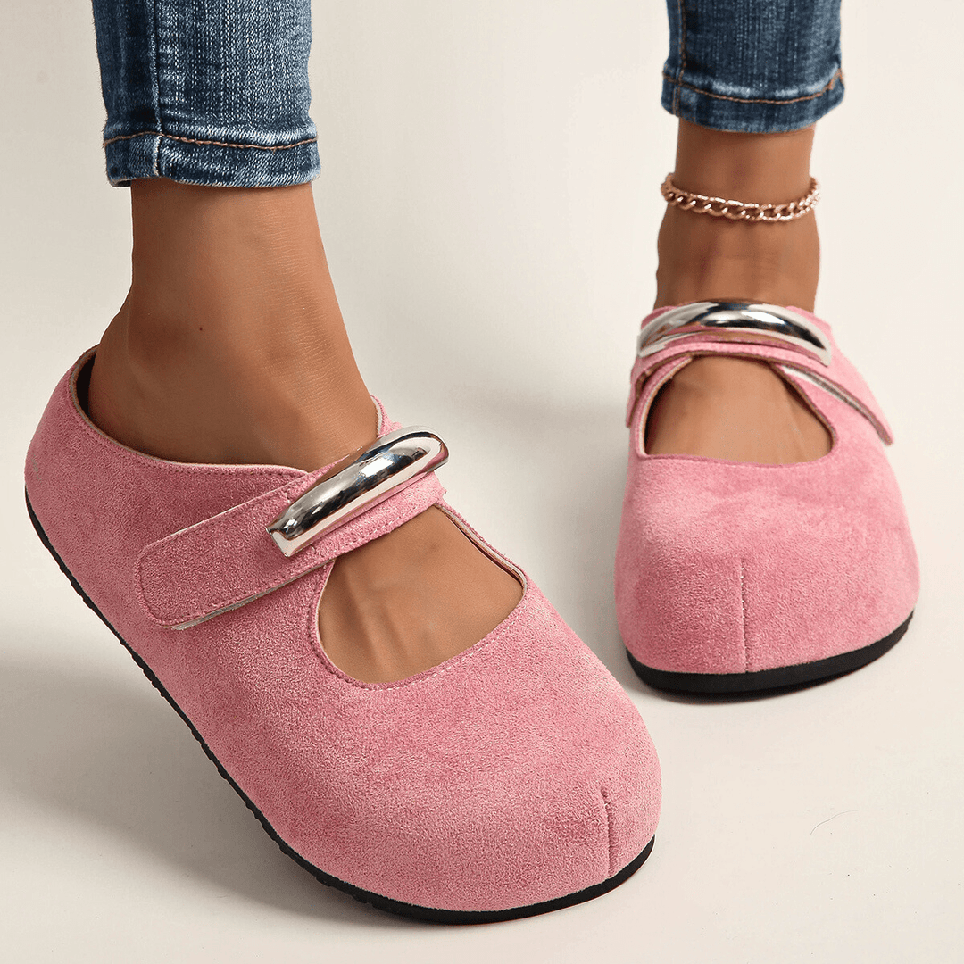 Women’s Mary Jane Clogs with Metallic Strap Accent