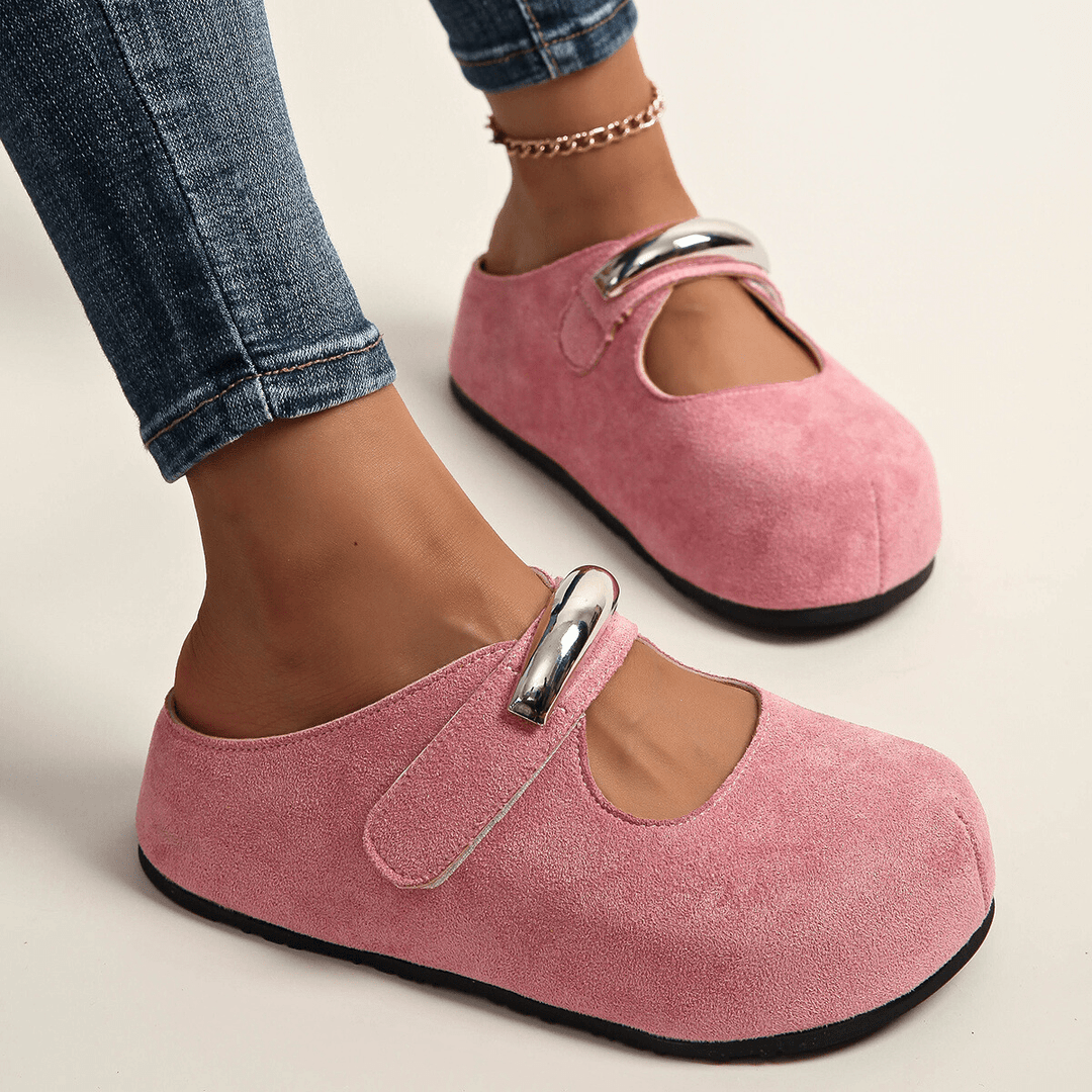 Women’s Mary Jane Clogs with Metallic Strap Accent