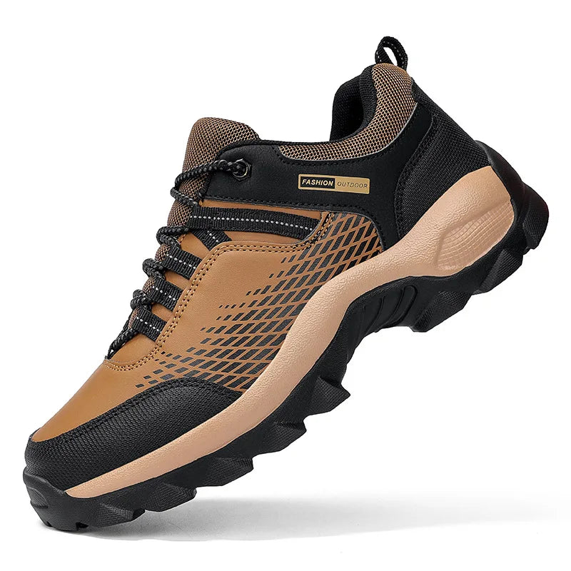 Men's Lace-Up Athletic Shoes - Mesh Panel - Rugged Sole