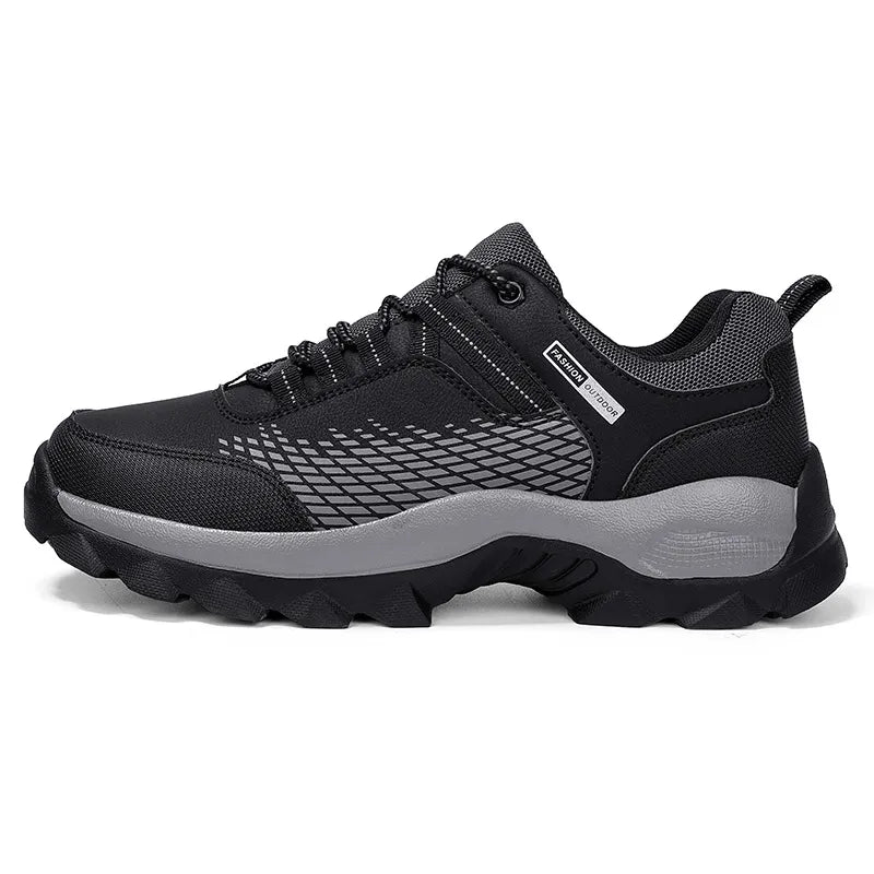 Men's Lace-Up Athletic Shoes - Mesh Panel - Rugged Sole