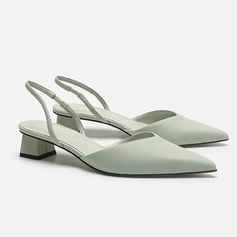Women's Pointed Toe Slingback Pumps with Block Heel