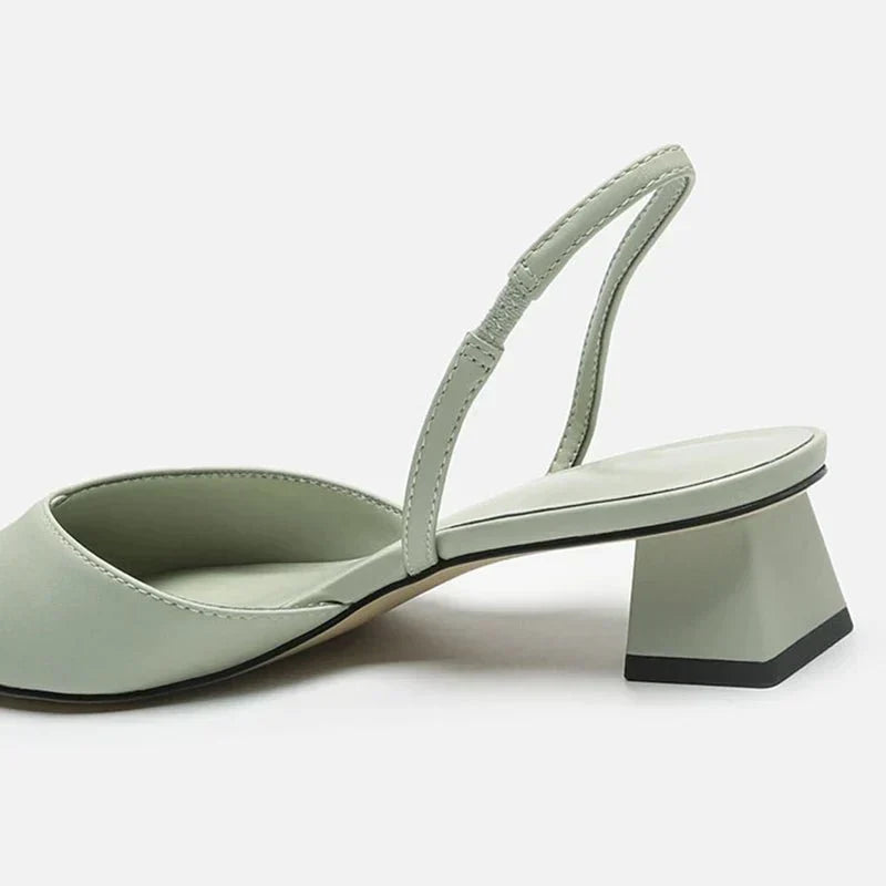 Women's Pointed Toe Slingback Pumps with Block Heel