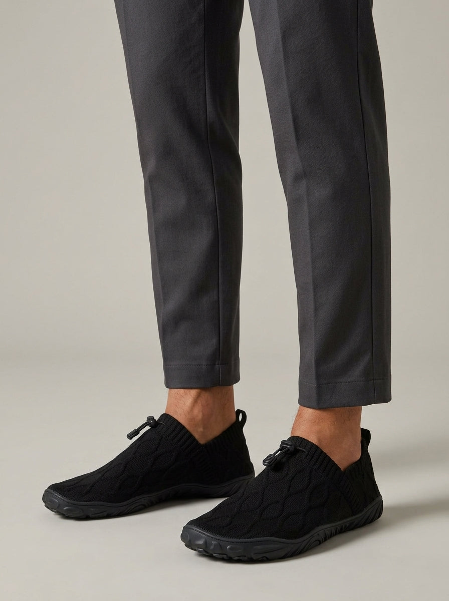 Men's Slip-On Barefoot Sneakers Knit Upper Elastic Collar Lugged Sole