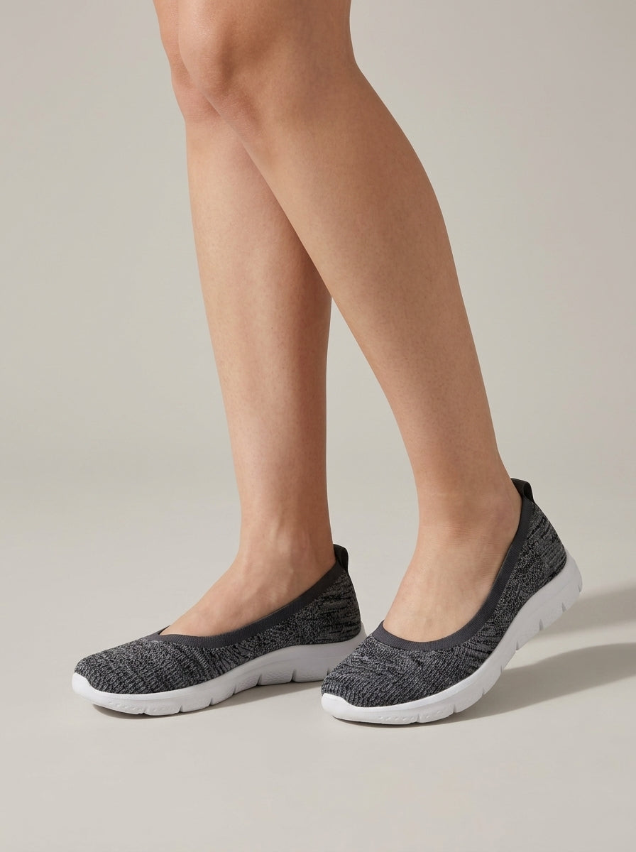 Women's Slip-On Sneakers Knit Upper Rounded Toe Rubber Sole