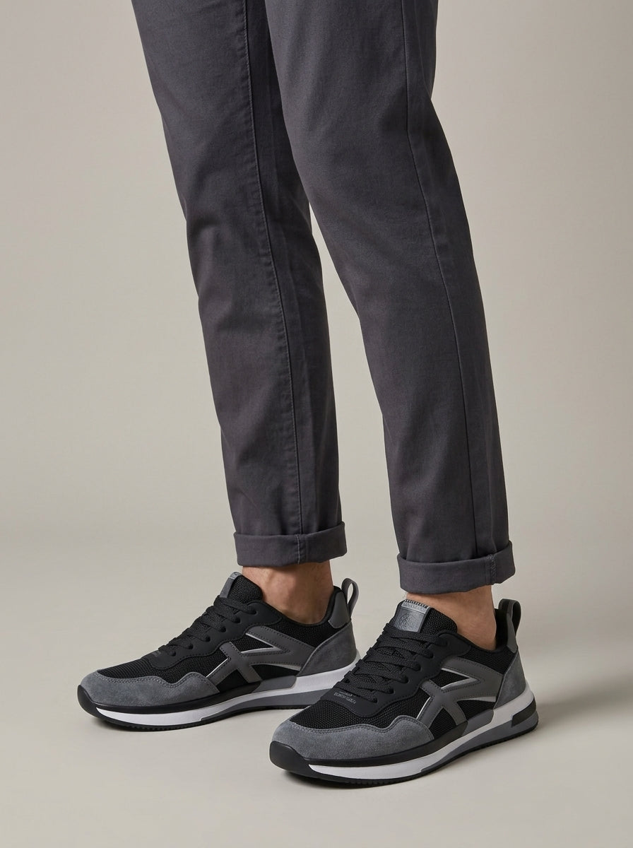 Men's Sneakers Mixed Material Lace-Up Round Toe Athletic