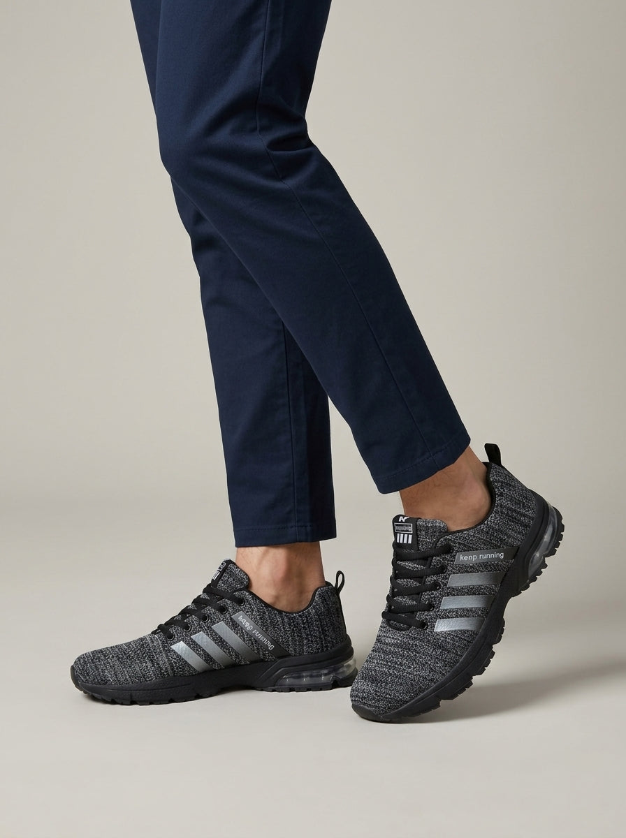 Men's Sneakers - Lace-Up - Knit Upper - Air Cushion Sole