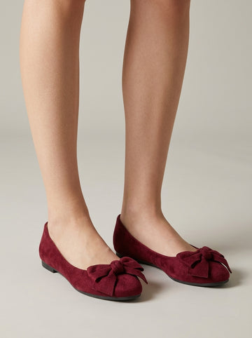 Women's Pointed Toe Ballet Flats with Bow Detail