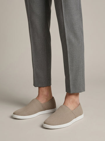Men's Woven Slip-On Loafers with Round Toe and Flat Sole