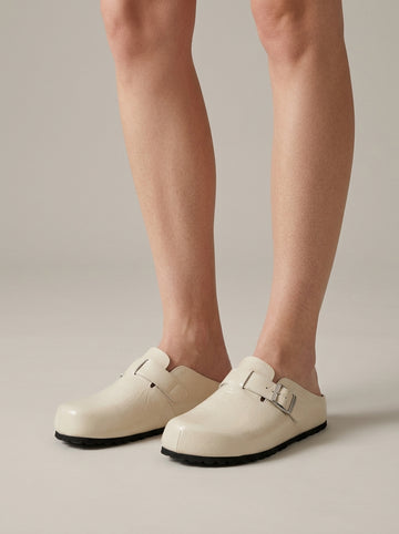 Women's Closed Toe Buckle Mules with Platform Sole