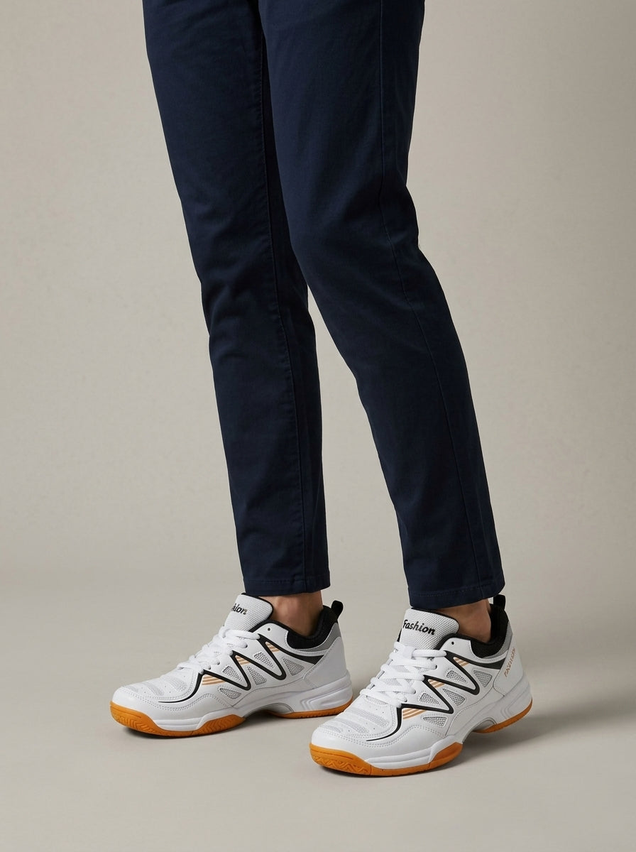 Men's Lace-Up Pickleball/Court Shoes with Mesh Panels and Gum Sole