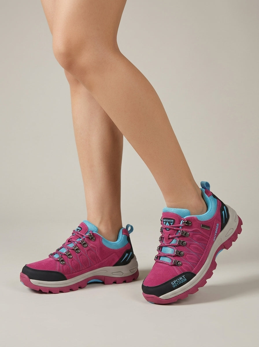 Women's Low-Cut Lace-Up Hiking Shoes with Lugged Rubber Sole