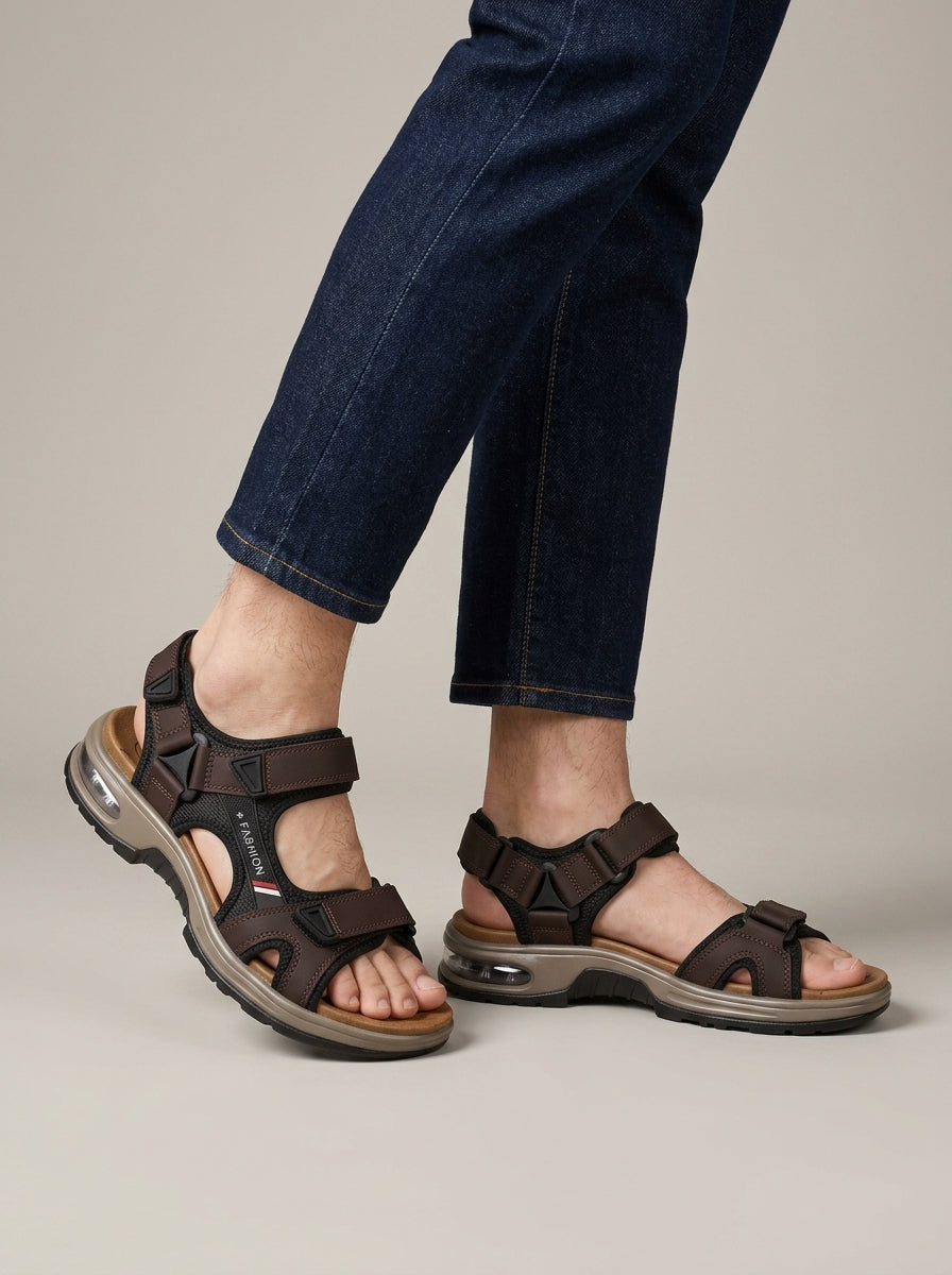Men's Sport Sandals Open-Toe Hook-and-Loop Strap Air Sole
