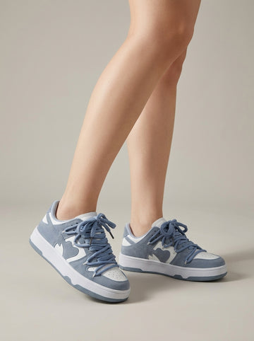 Women's Low-Top Perforated Lace-Up Basketball Sneakers Suede