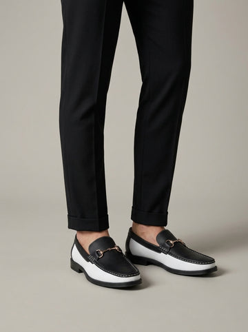 Men's Perforated Chain Bit Slip-On Penny Loafers