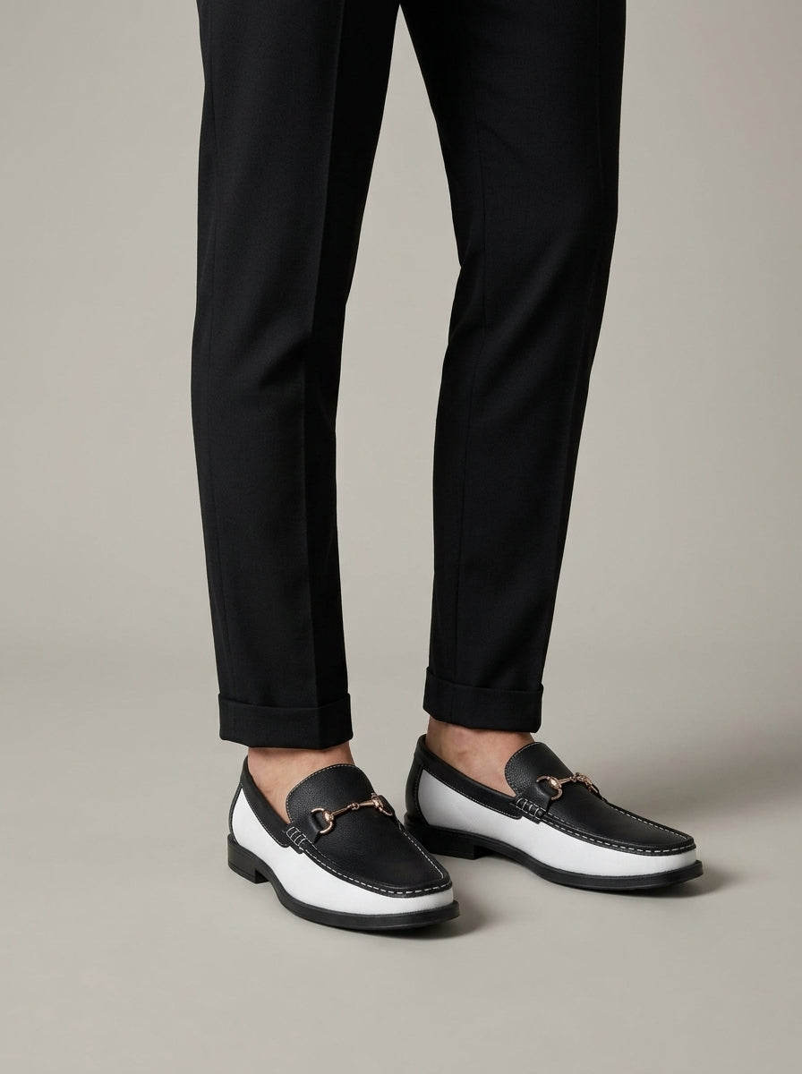 Men's Perforated Chain Bit Slip-On Penny Loafers