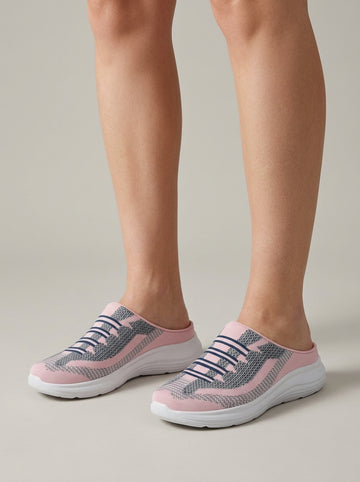 Women's Sneakers Slip-On Mesh Mule - Stripe Pattern Flex Sole