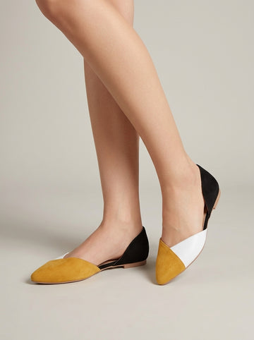Women's Flats Pointed Toe Color-Block D'Orsay Slip-On Ballerinas