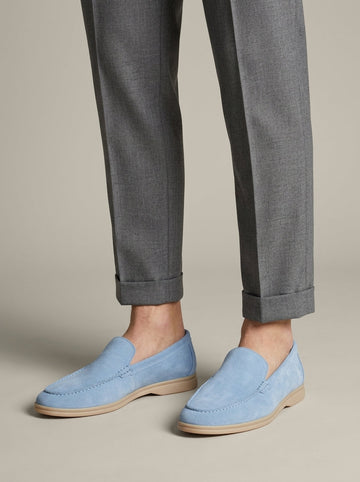 Men's Loafers Slip-On Moc-Toe Suede Rubber Sole Casual