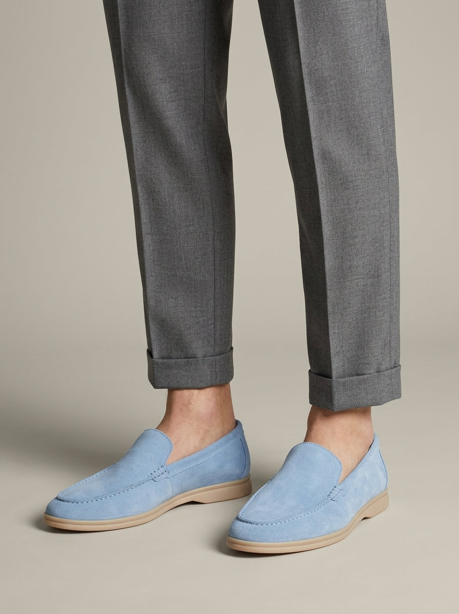 Men's Loafers Slip-On Moc-Toe Suede Rubber Sole Casual